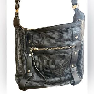 MMS Design Studio Black Perforated Leather Interior Zip Tote
